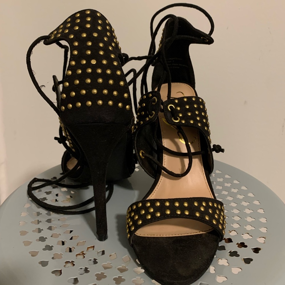 Gold studded gladiator heels